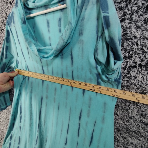 Soft Surroundings Tie Dye Cowl Neck Tunic Top Shirt XL Blue Modal Cotton XLarge - Picture 5 of 7